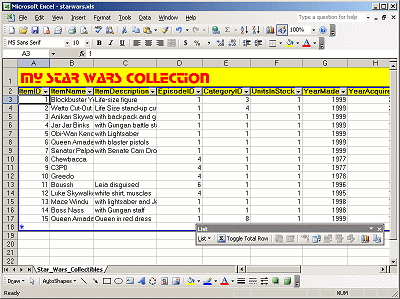 Spreadsheet as database (Excel list)