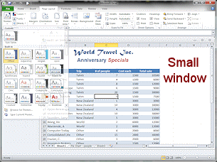 Small document window inside Excel window (Excel 2010)