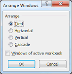 Dialog: Arrange Windows (Excel 2010)