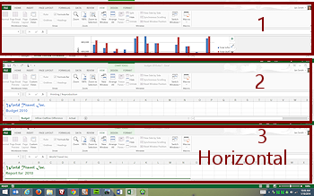 Excel windows in Horizontal arrangement (excel 2013)