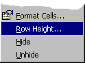 Right click Menu:  Row Height
