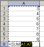 AutoSum adds numbers in the column above