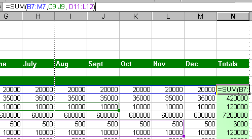 Colored references to cells and ranges in formula