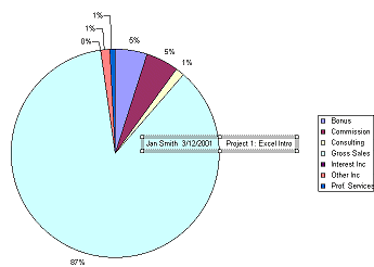 Pie chart with text box in center