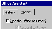 Dialog- Office Assistant | Options tab 