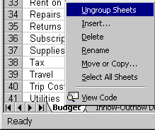 Right click menu with sheets selected