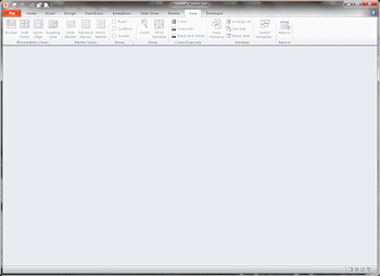 PowerPoint 2010 with no document open.