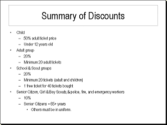 Slide: Summary of Discounts