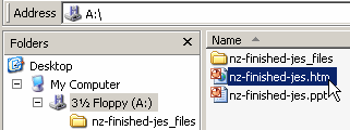 Explorer lists the files you just saved for an HTML version of the presentation