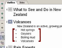 Slide 2 - Volcanoes - demoted items in bullet list