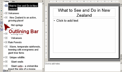 Presentation - Outline tab