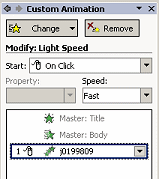 Pane: Custom Animation - Light Speed