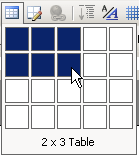 Button: Table - palette 2x3