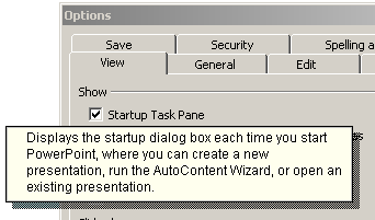 Dialog: Options | View - popup tip from Dialog Help