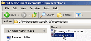 Explorer: Double-click a presentation file to open it.