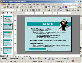Normal view of Slide: Security, after returning Notes Pane to its usual size