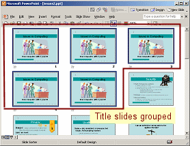 Slide Sorter View: 5 Title slides grouped