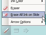 Menu: Pen Options  - Erase all ink on slide