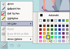 Onscreen Pointer Menu: Ink Color - palette = Yellow (2003)