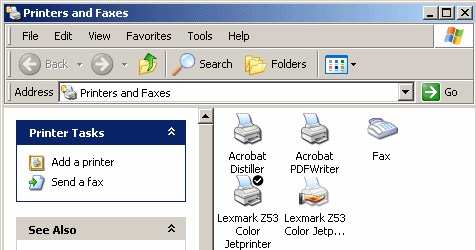 Control Panel | Printers and Faxes (WinXP)