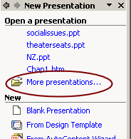 Pane: New Presentation - More presentations...