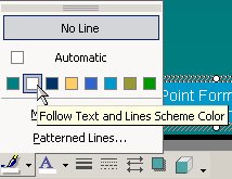 Button: Line Color - palette opened, White selected