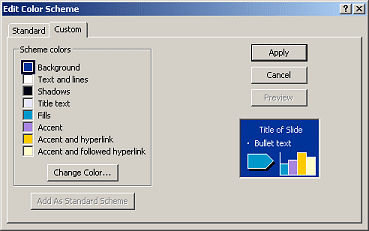 Dialog: Edit Color Scheme - Custom tab