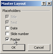 Dialog: Master Layout - footer checked