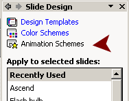 Pane: Slide Design - showing Animation Schemes