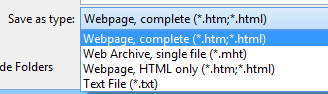 File types for a saved web page (IE11)