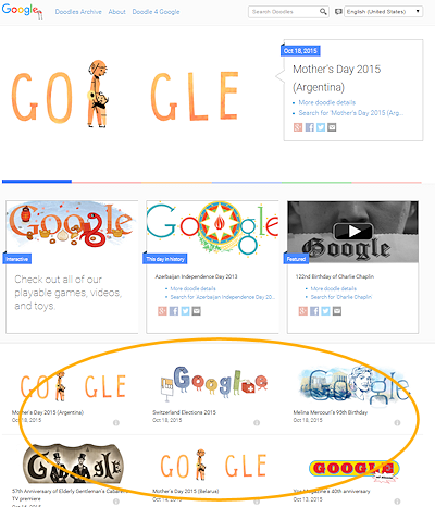 Google doodles from October 2015