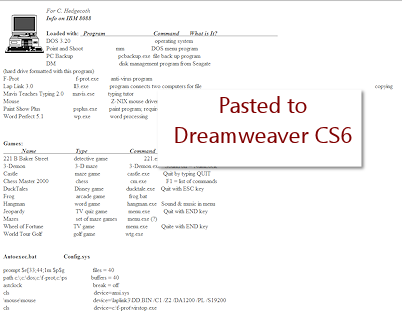 Example: Pasted from Word to Dreamweaver editor