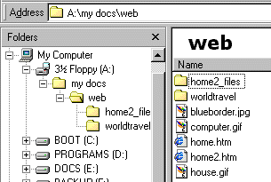 Explorer - web folder with home2.htm