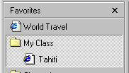 Favorites pane: new folder My Class, new link Tahiti