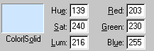 Dialog: Color - numbers for custom color - 203,230,255