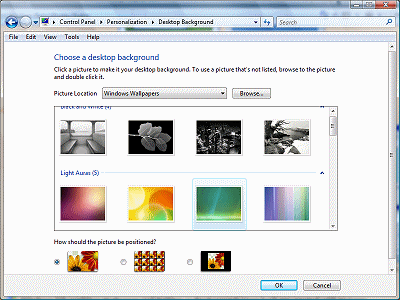 Dialog: Desktop Background (Vista)