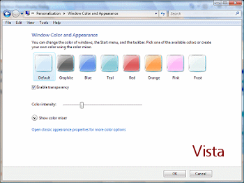 Dialog: Window Color and Appearance (Vista)