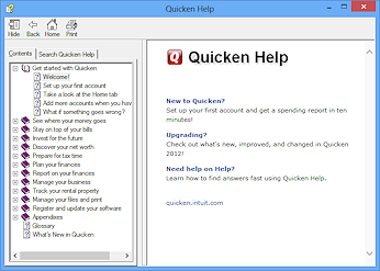 Help for Quicken 2012 (Win8)