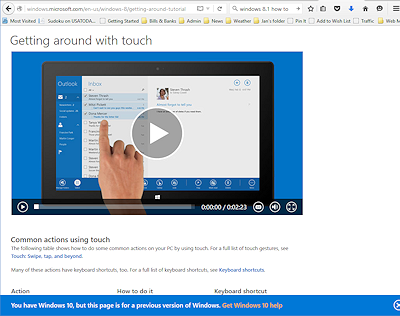 Online tutorials for Windows 8.1