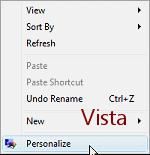 Right Click Menu: Desktop - Personalize (Vista)
