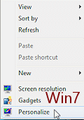 Right click menu - Desktop (Win7)