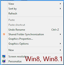 Right click menu - Desktop (Win8)