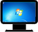 Flat screen monitor with Windows 7 desktop