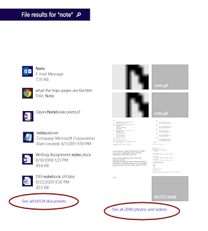 Different file types have different icons in the search results (Win8.1)