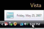 Taskbar: Date screen tip (Vista)