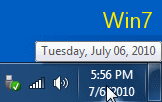 Taskbar: Date screen tip (Win7)