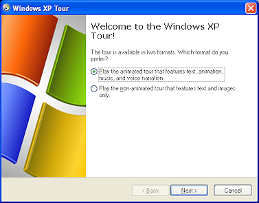 Welcome to the Windows XP Tour! Choose format