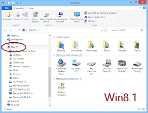 File Explorer showing the computer's drives (Win8.1)