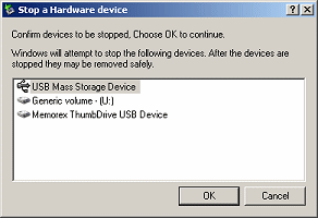 Dialog: Stop a Hardware device