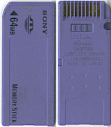 Memory card: Memory Stick (front and back)